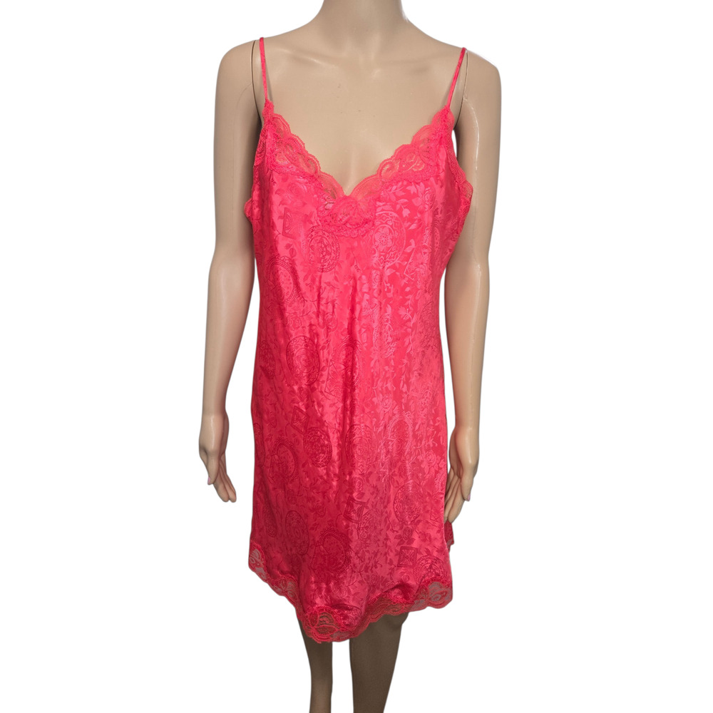Victoria's Secret vintage red medium lingerie floral silky chemise